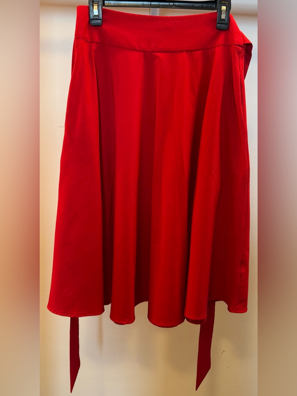Classic Red Skater Skirt with Waist Tie
